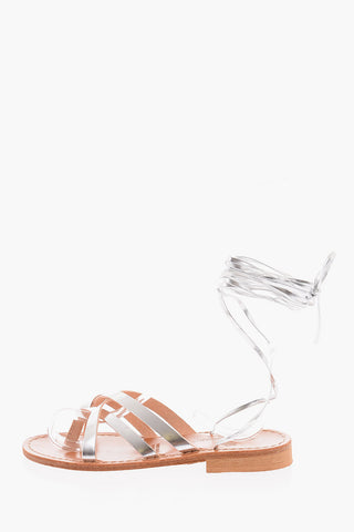 Sandali Lace-up in Pelle Metallizzata