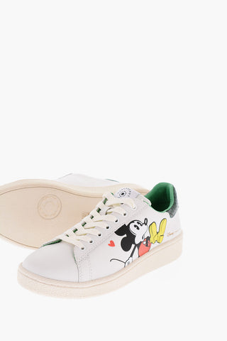 DISNEY Sneakers Basse in Pelle con Topolino in Rilievo e Dettaglio Effetto Coccodrillo
