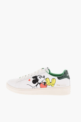 DISNEY Sneakers Basse in Pelle con Topolino in Rilievo e Dettaglio Effetto Coccodrillo