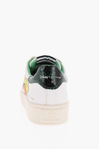 DISNEY Sneakers Basse in Pelle con Topolino in Rilievo e Dettaglio Effetto Coccodrillo