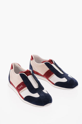 Suede Sneakers with Elastic Inserts