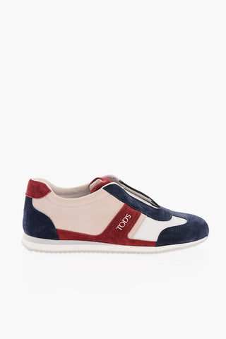 Suede Sneakers with Elastic Inserts
