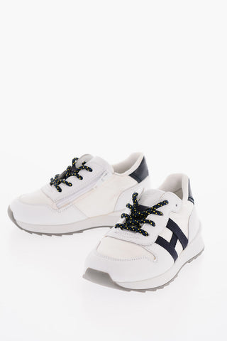 Sneakers Basse in Pelle con Lacci a Contrasto