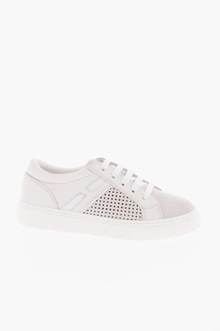 Leather Sneakers with Perforated Detail