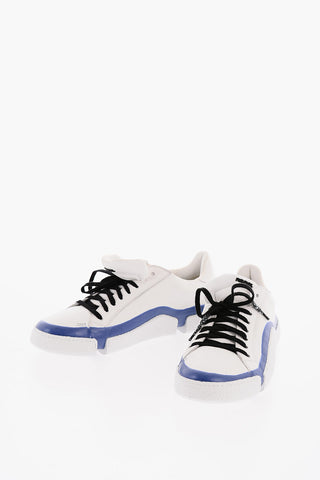 Leather Low-Top Sneakers with Contrasting Details