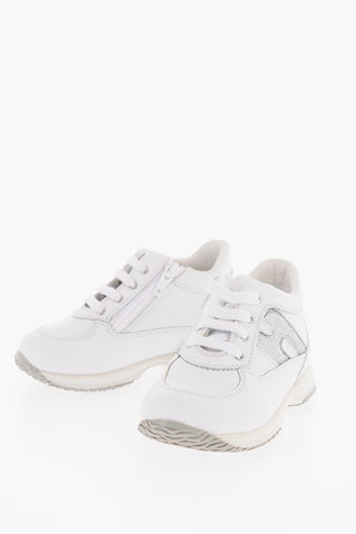 Leather Low-Top Sneakers with Glitter Monogram