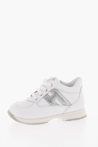 Leather Low-Top Sneakers with Glitter Monogram