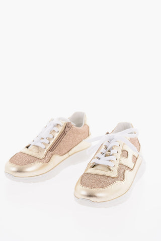 Glittered Leather Low-Top Sneakers