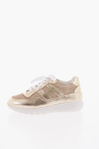 Glittered Leather Low-Top Sneakers