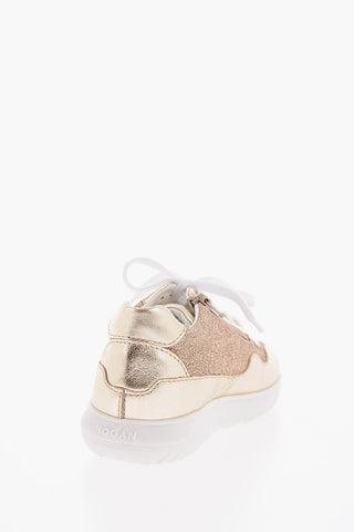 Glittered Leather Low-Top Sneakers