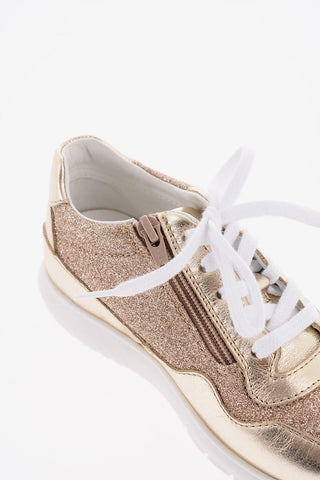 Glittered Leather Low-Top Sneakers