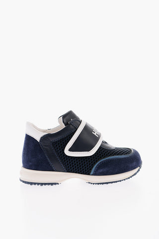 Mesh and Suede Low-Top Sneakers with Touch Strap Closure