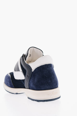 Mesh and Suede Low-Top Sneakers with Touch Strap Closure