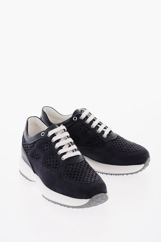 Suede Openwork Low-Top Sneakers
