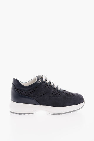 Suede Openwork Low-Top Sneakers