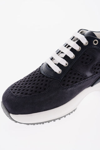 Suede Openwork Low-Top Sneakers