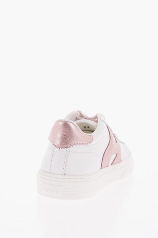 Sneakers Basse in Pelle con Dettagli Metallizzati