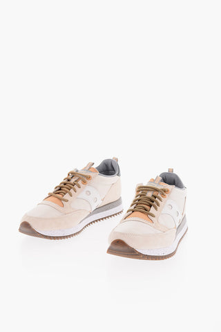 Suede Low-Top Sneakers with Track and Painting Sole
