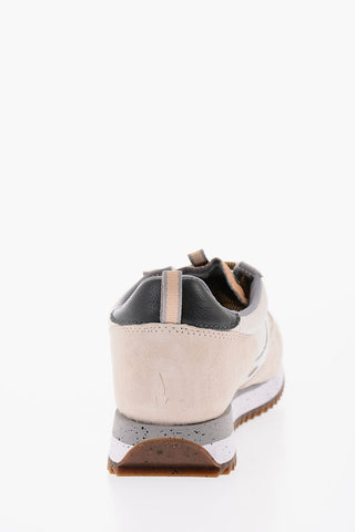 Suede Low-Top Sneakers with Track and Painting Sole