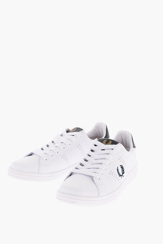 Logo Embroidered Leather Sneakers