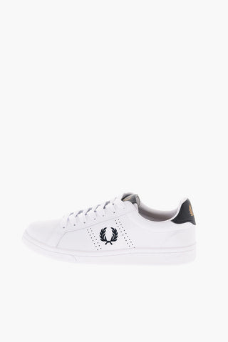 Logo Embroidered Leather Sneakers