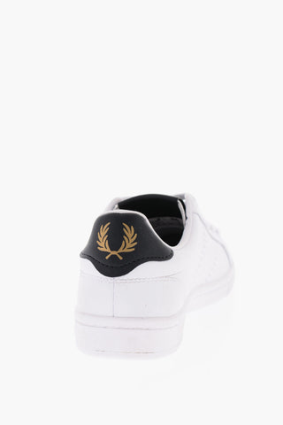 Logo Embroidered Leather Sneakers