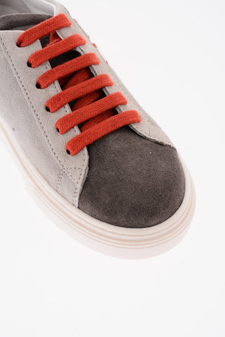 Two-Tone Suede Low-Top Sneakers