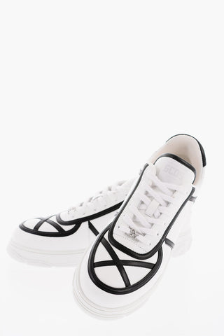 Leather Low-Top Sneakers with Contrasting Trimmings