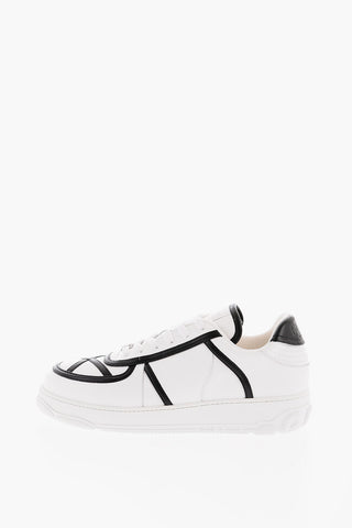 Leather Low-Top Sneakers with Contrasting Trimmings
