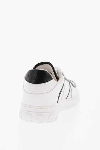 Leather Low-Top Sneakers with Contrasting Trimmings