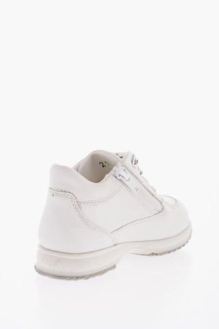 Leather Low-Top Sneakers with All-Over Logo Laces