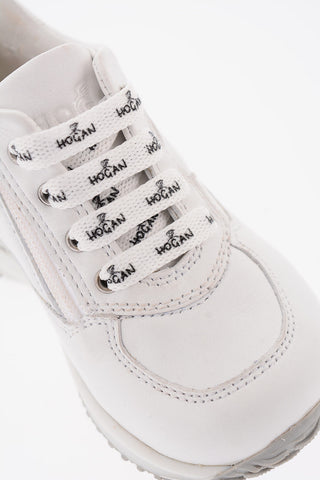 Leather Low-Top Sneakers with All-Over Logo Laces