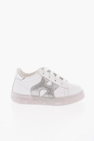 Leather Low-Top Sneakers with Glitter