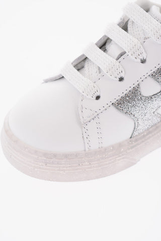Leather Low-Top Sneakers with Glitter