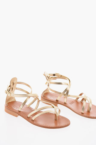 Metallic Leather Thong Sandals