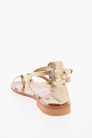Metallic Leather Thong Sandals