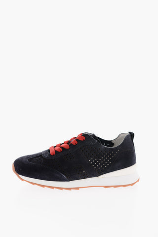 Suede Sneakers with Perforated Details