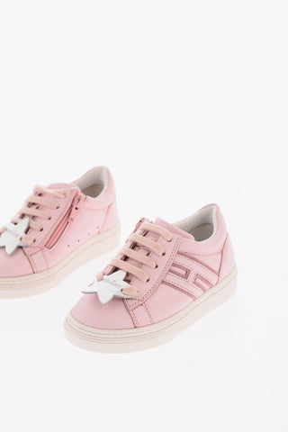 Leather Low-To Sneakers with Silver Star