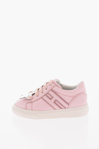 Leather Low-To Sneakers with Silver Star