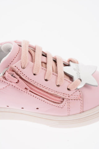 Leather Low-To Sneakers with Silver Star