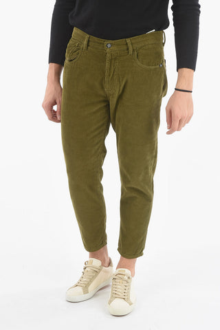 Crop Corduroy Trousers with 5 Pockets