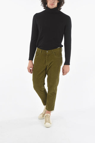 Crop Corduroy Trousers with 5 Pockets
