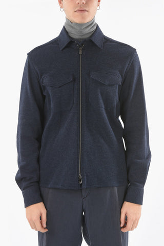 SPORTSWEAR Felpa con Zip e Bottone e Tasca con Aletta