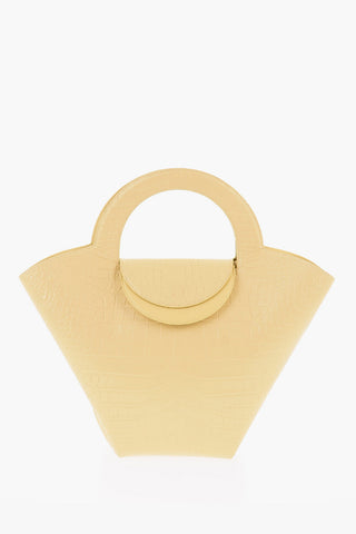 Crocodile Printed Leather Tote Bag with Pouch