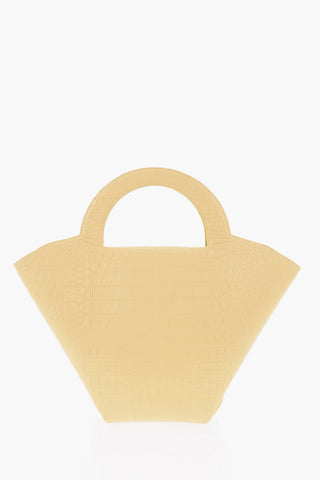 Crocodile Printed Leather Tote Bag with Pouch