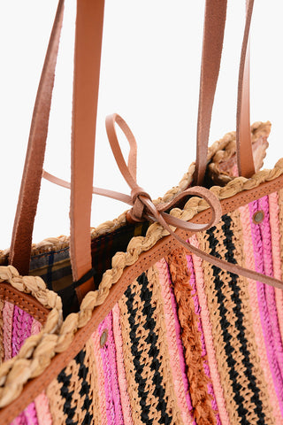 Borsa Shopping in Paglia con Motivo Unbalanced
