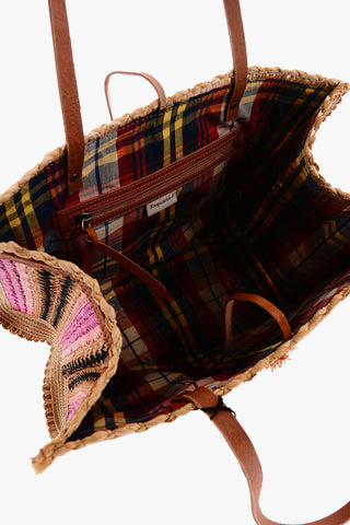 Borsa Shopping in Paglia con Motivo Unbalanced