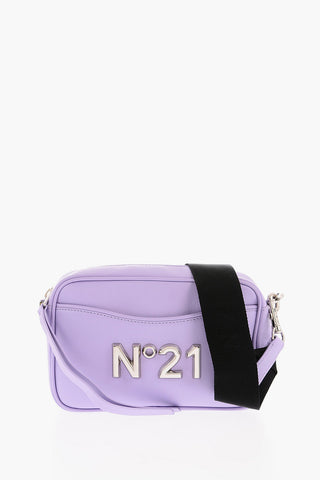 Leather Handbag with Plaque Logo