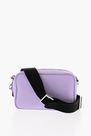 Leather Handbag with Plaque Logo