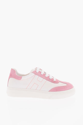 Two-Tone Fabric Sneakers with Suede Details